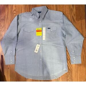 Wrangler Western Pearl Snap Shirt – Light Blue Chambray (Deadstock w/ Tags)